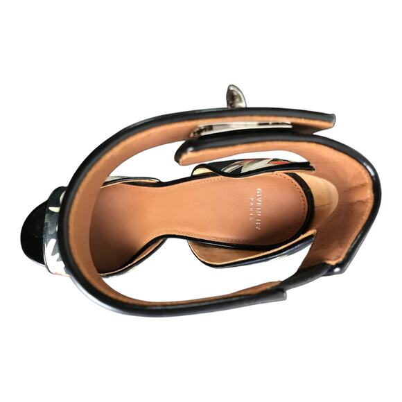 Givenchy Magnolia Moth Black Floral Print Ankle Strap Sandals Women US10 40 NEW - Picture 2 of 10